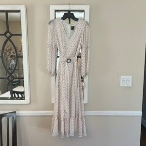 WOMEN'S. POLKA DOT CHIFFON V-NECK MAXI DRESS